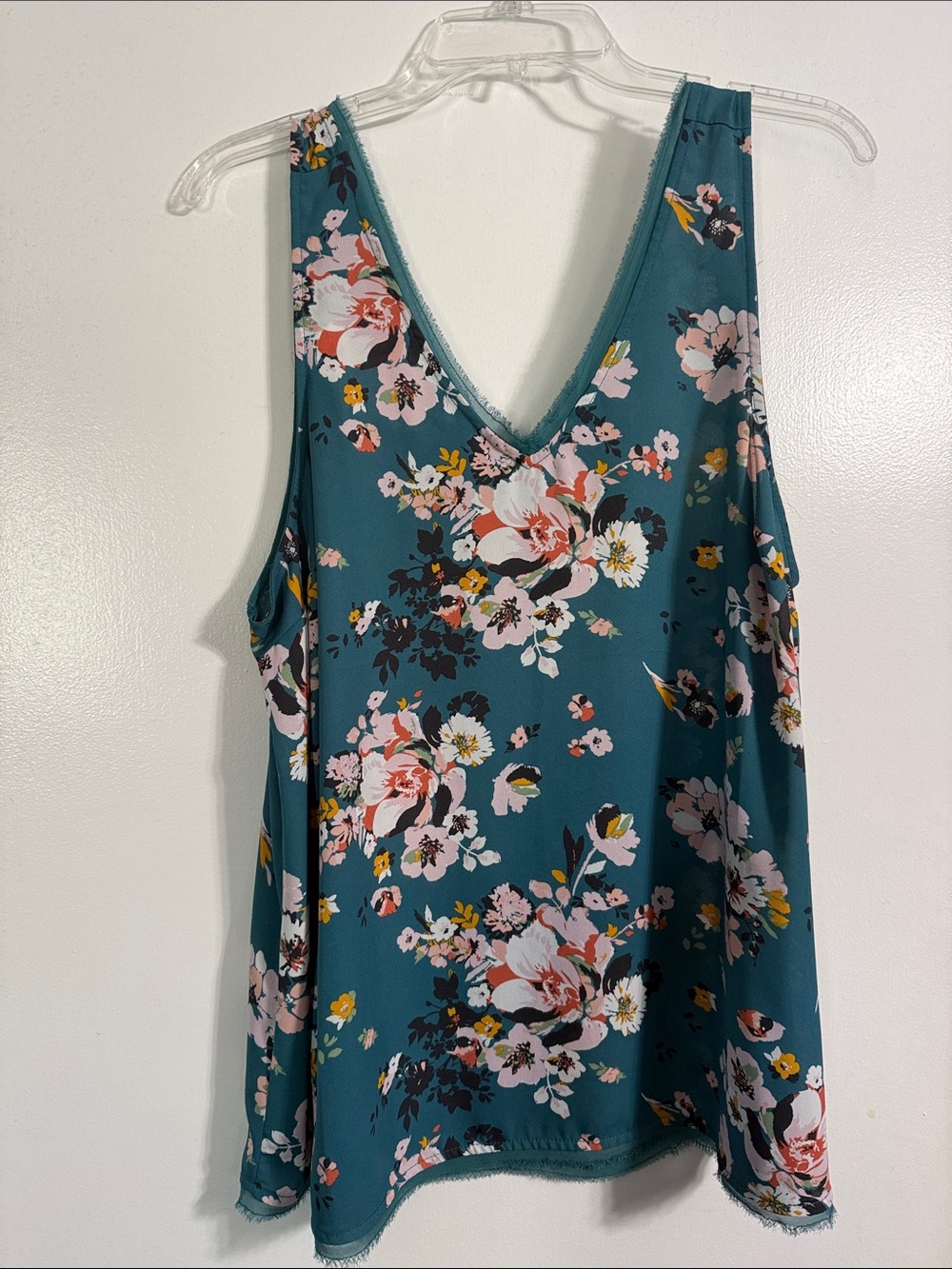 TORRID Floral V-Neck Sleeveless Top - Teal (0)